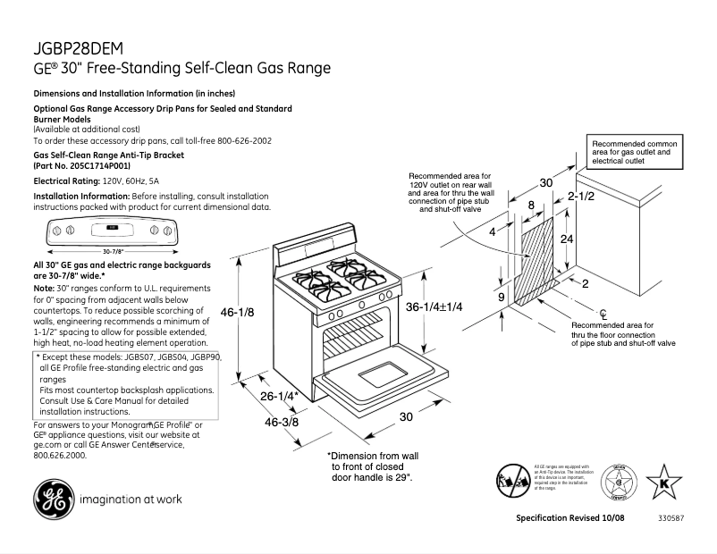 First page image of the manual for JGBP28DEMBB