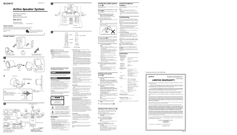 First page image of the manual for SRS-D511