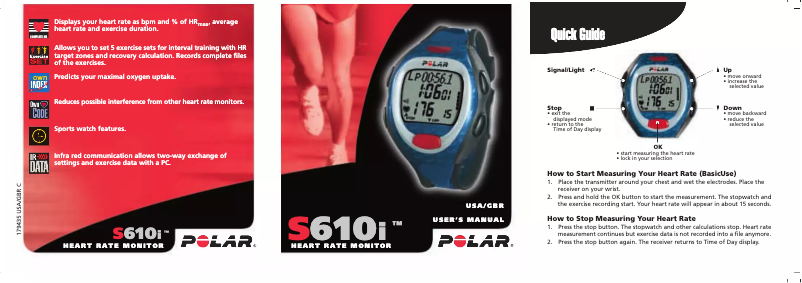 Page 1 of the manual User Manual Polar S610I