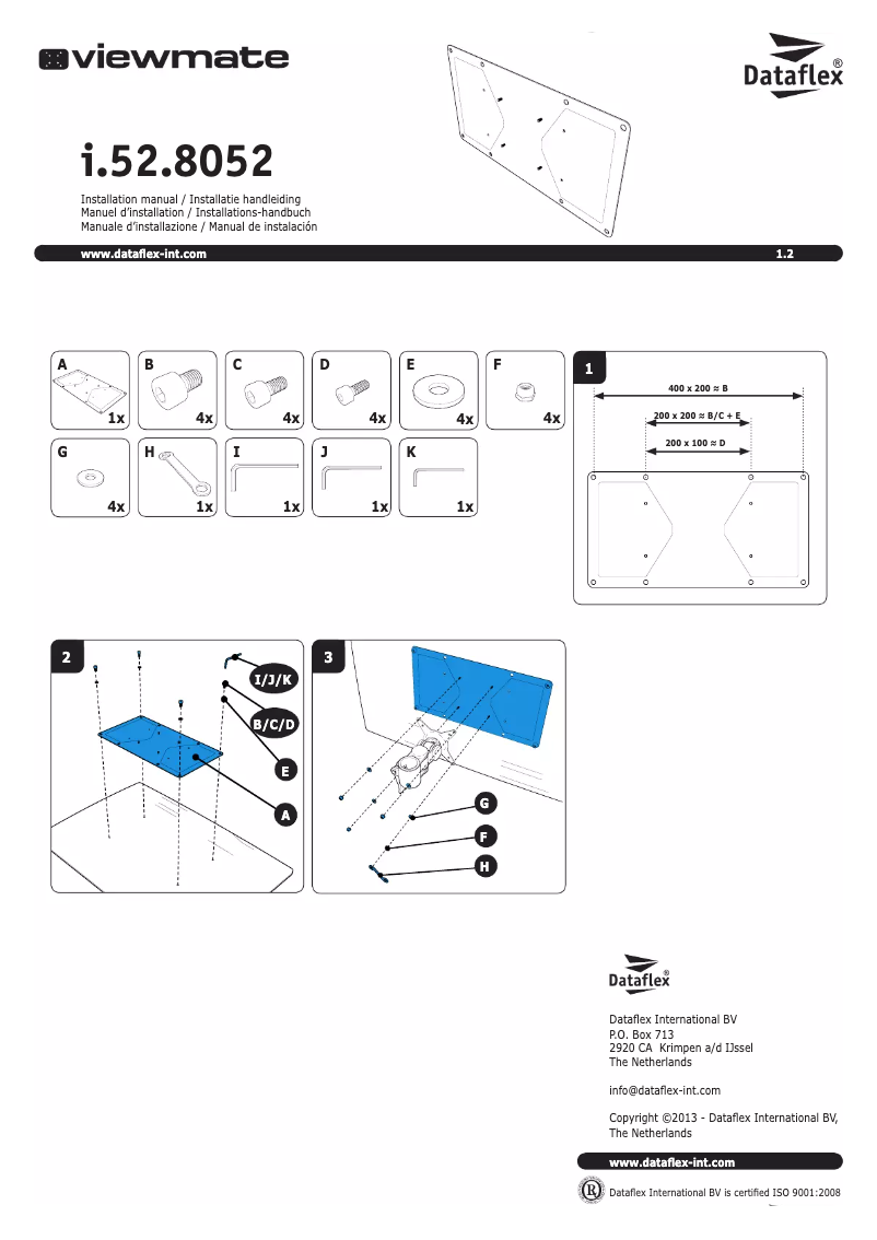 Page 1 of the manual User Manual Dataflex ViewMate-i VESA Adapter 400x200