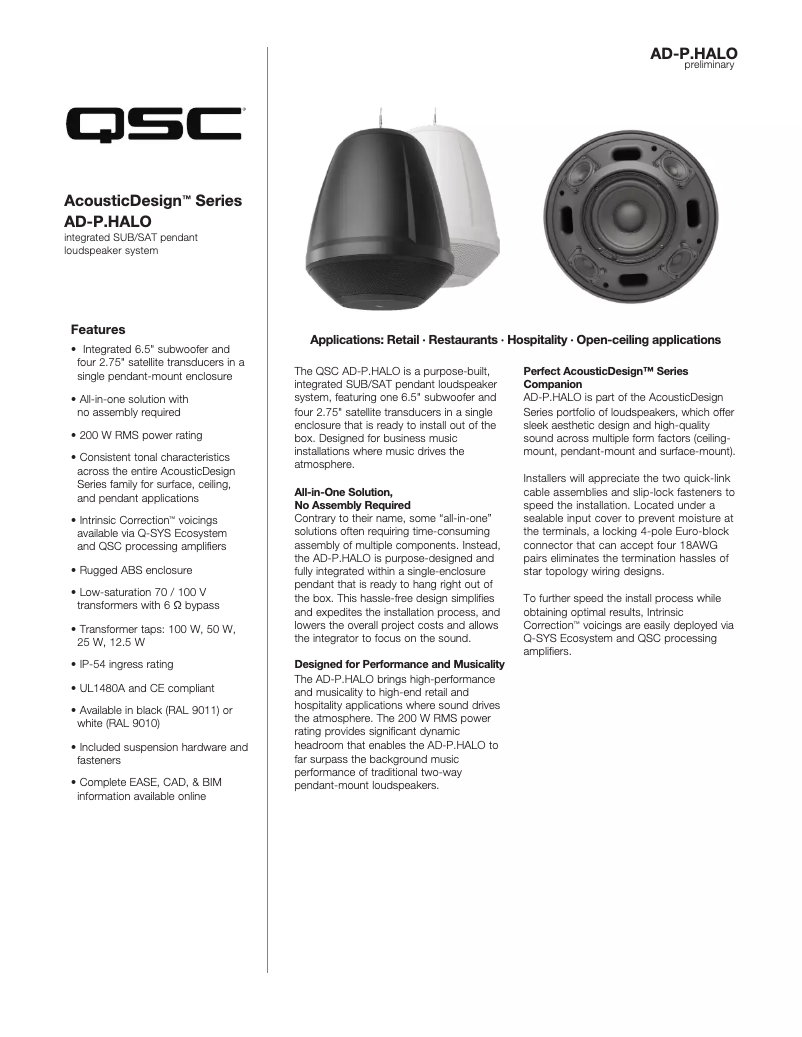 First page image of the manual for AD-P.HALO