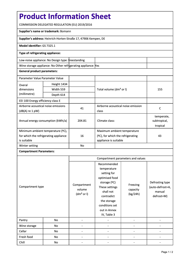 First page image of the manual for GS 7325.1
