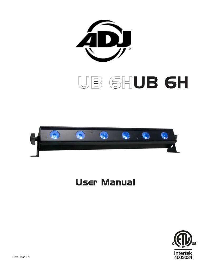 First page image of the manual for UB 6H