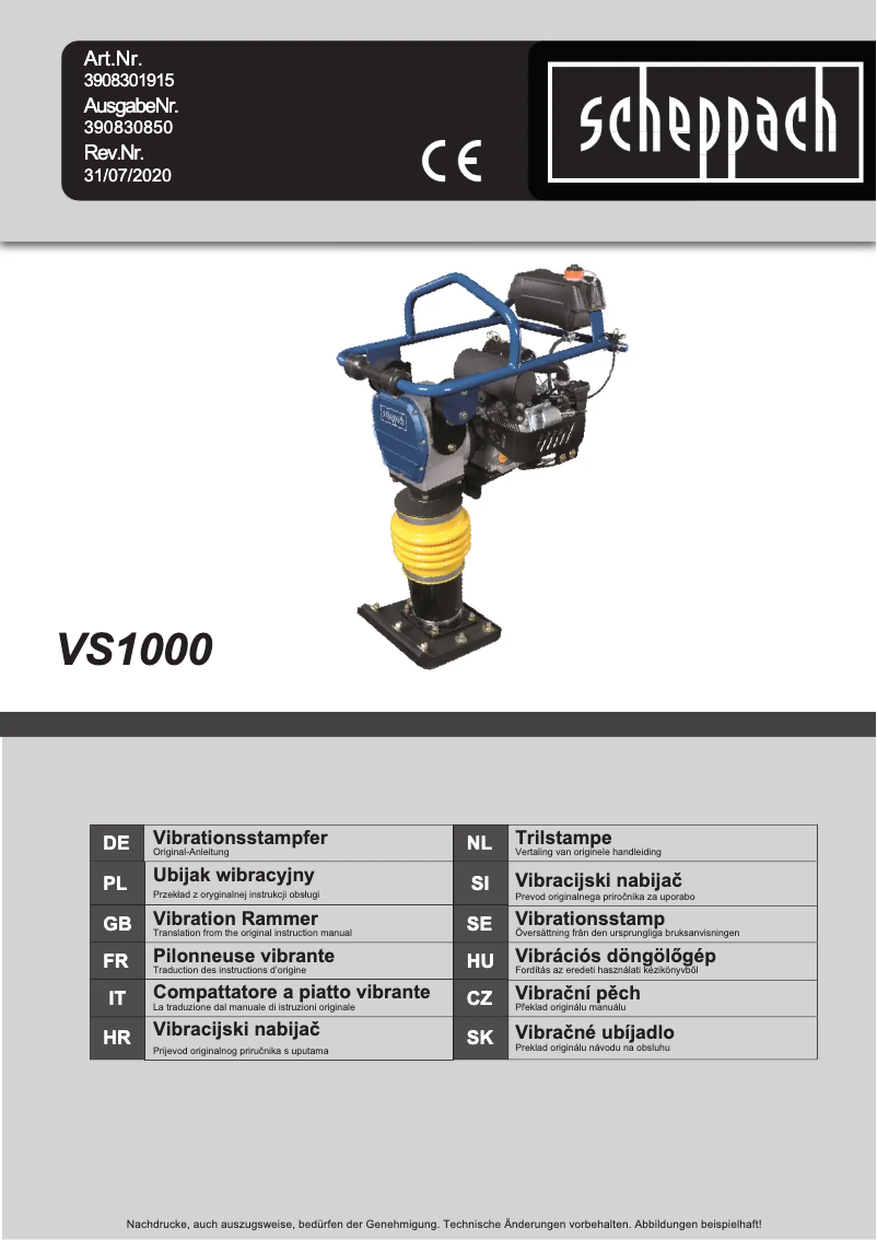 First page image of the manual for VS1000