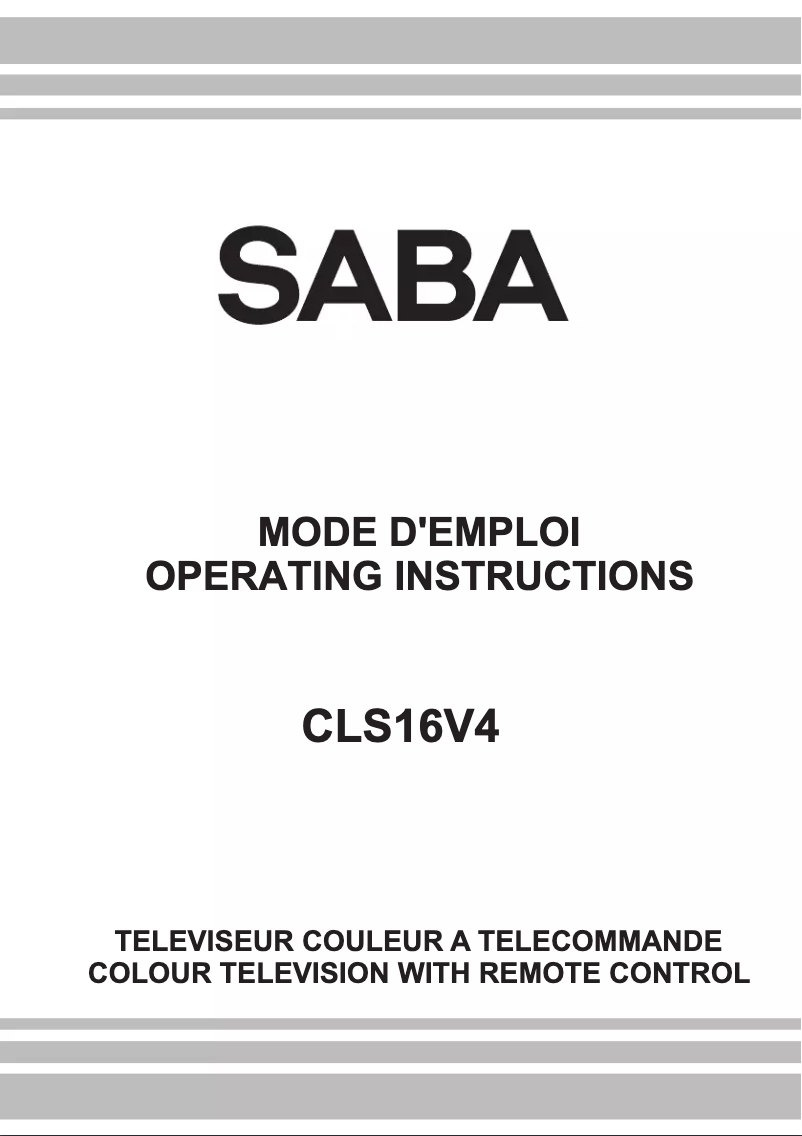 Page 1 of the manual User Manual Saba CLS16V4