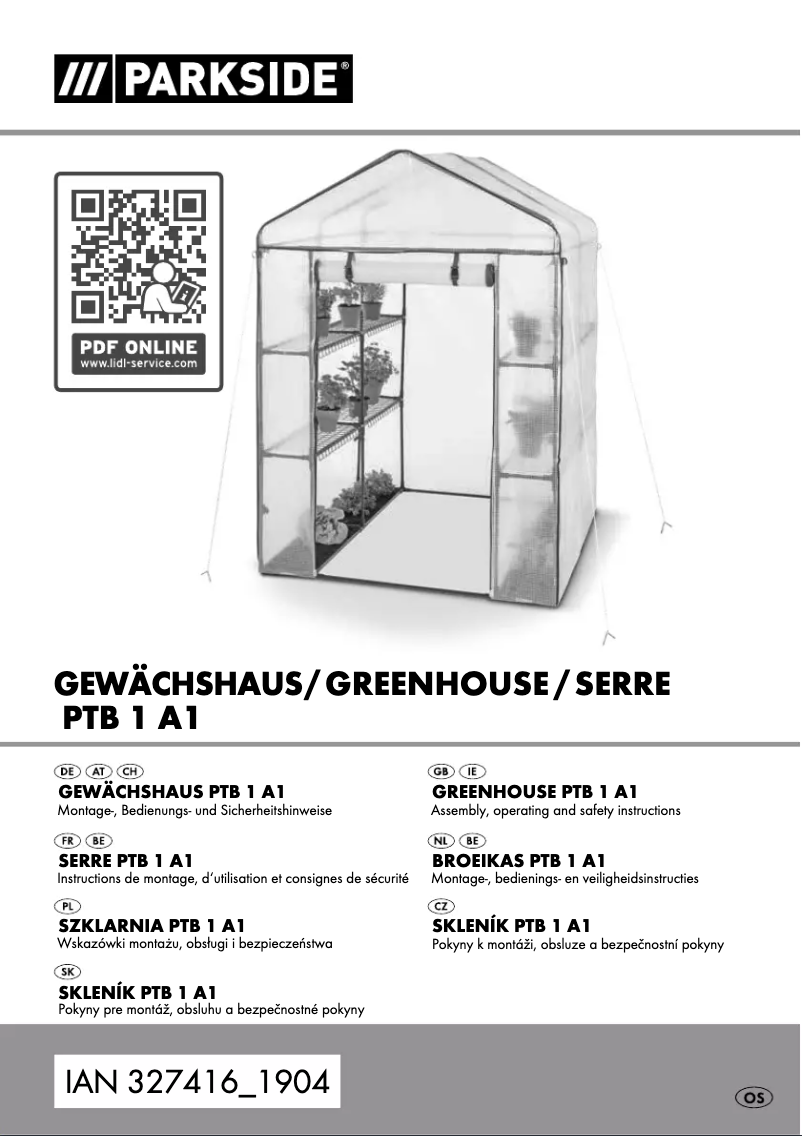 Page 1 of the manual User Manual Parkside PTB 1 A1