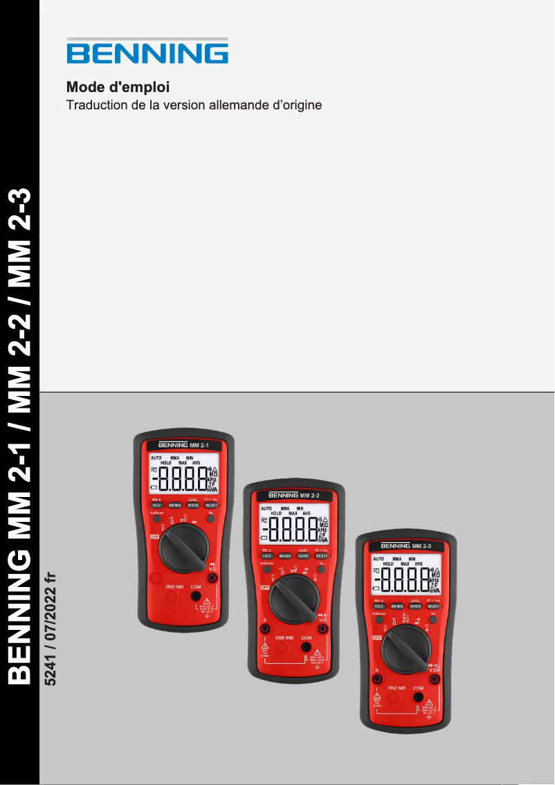 Page 1 of the manual User Manual BENNING MM 2-2