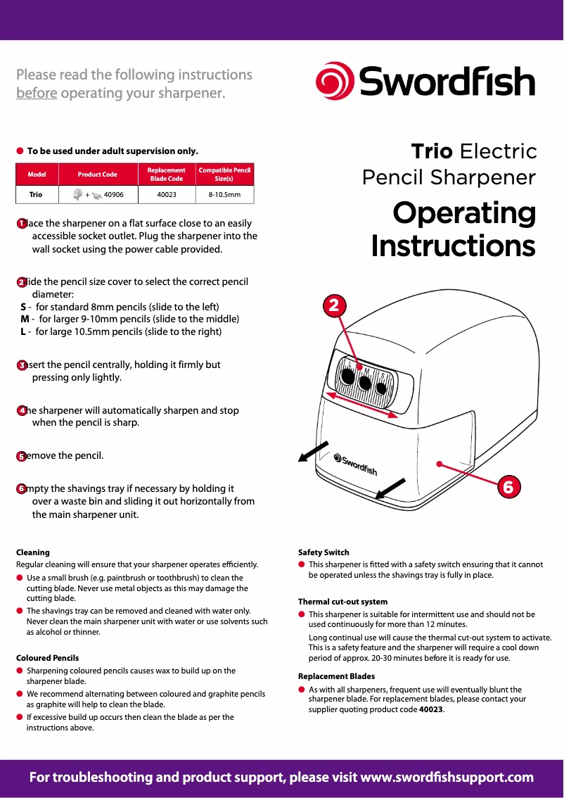 First page image of the manual for Trio