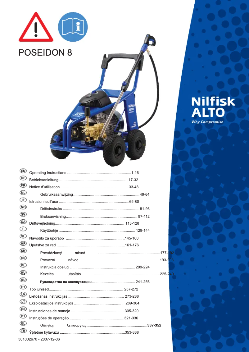 Page 1 of the manual User Manual Nilfisk MC 8