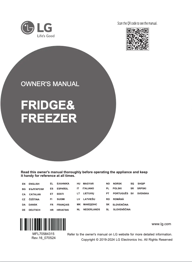 First page image of the manual for GBP62MCNAC