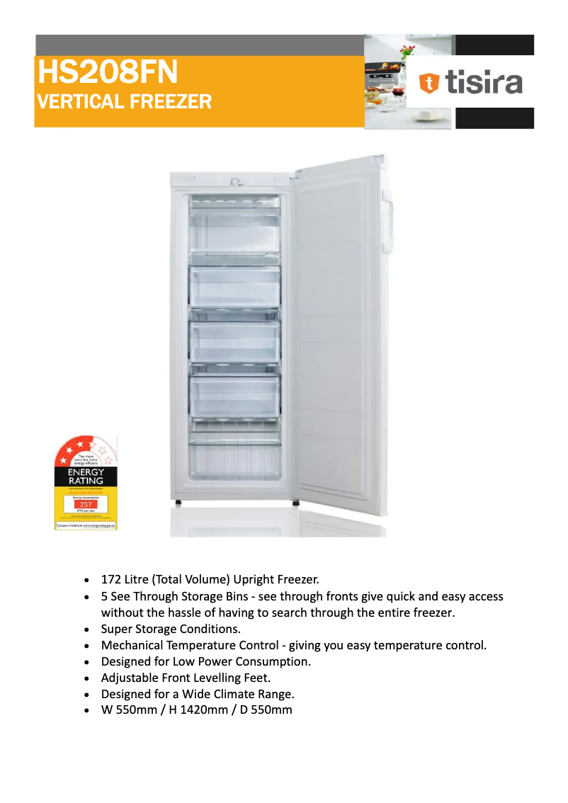 Page 1 of the manual Technical Sheet Tisira HS-208FN