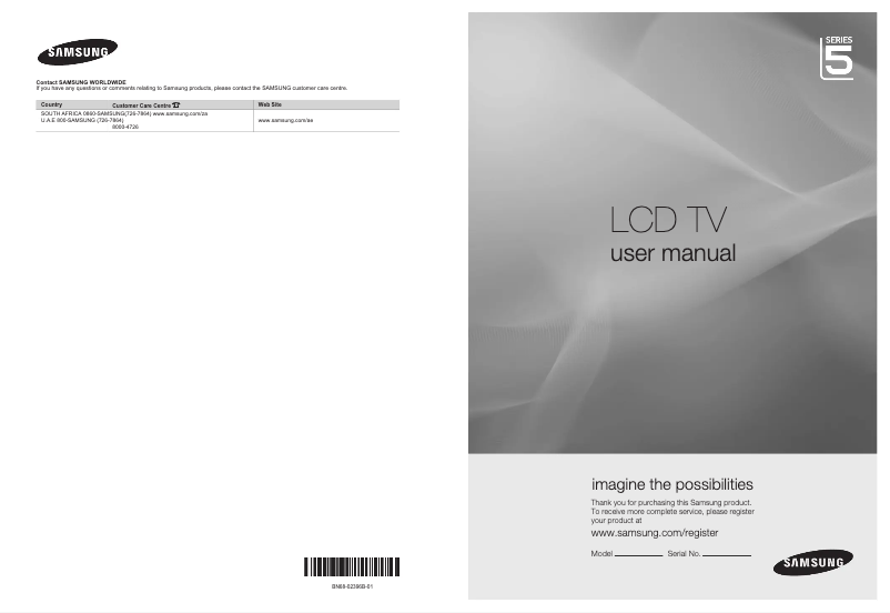 Page 1 of the manual User Manual Samsung LA37B532P7V