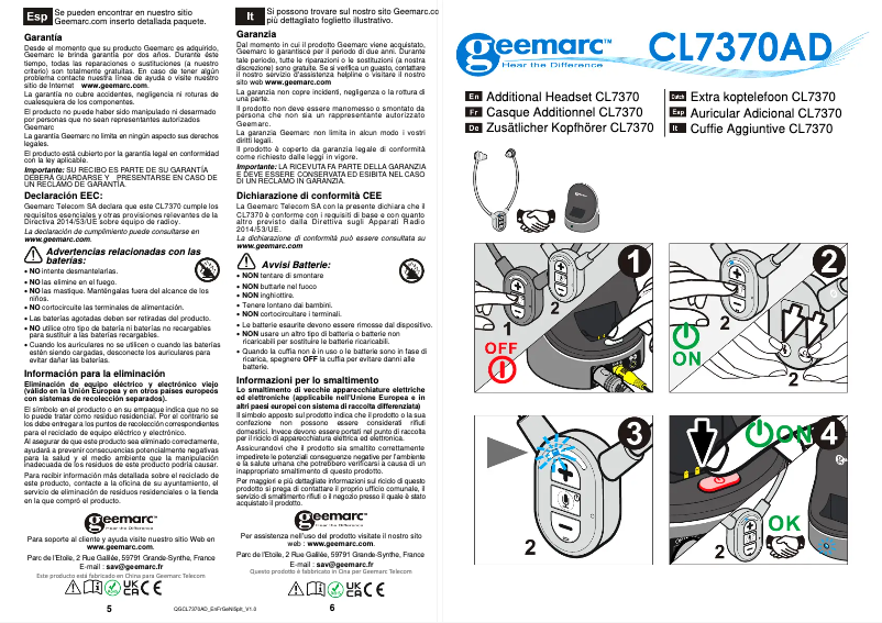 Image de la première page du manuel de l'appareil CL7370 AD
