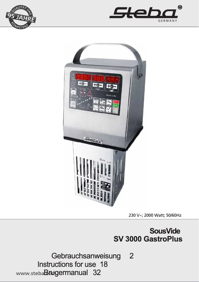 First page image of the manual for SV 3000