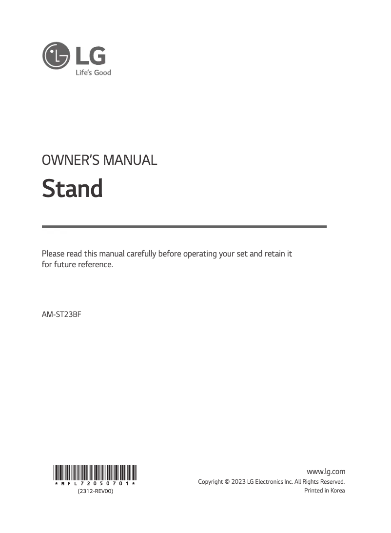 First page image of the manual for AM-ST23BF
