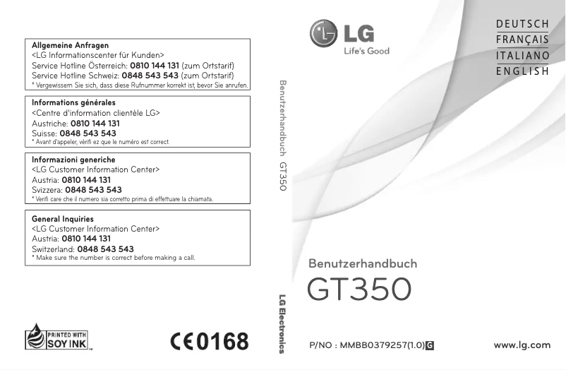 Page 1 of the manual User Manual LG GT350