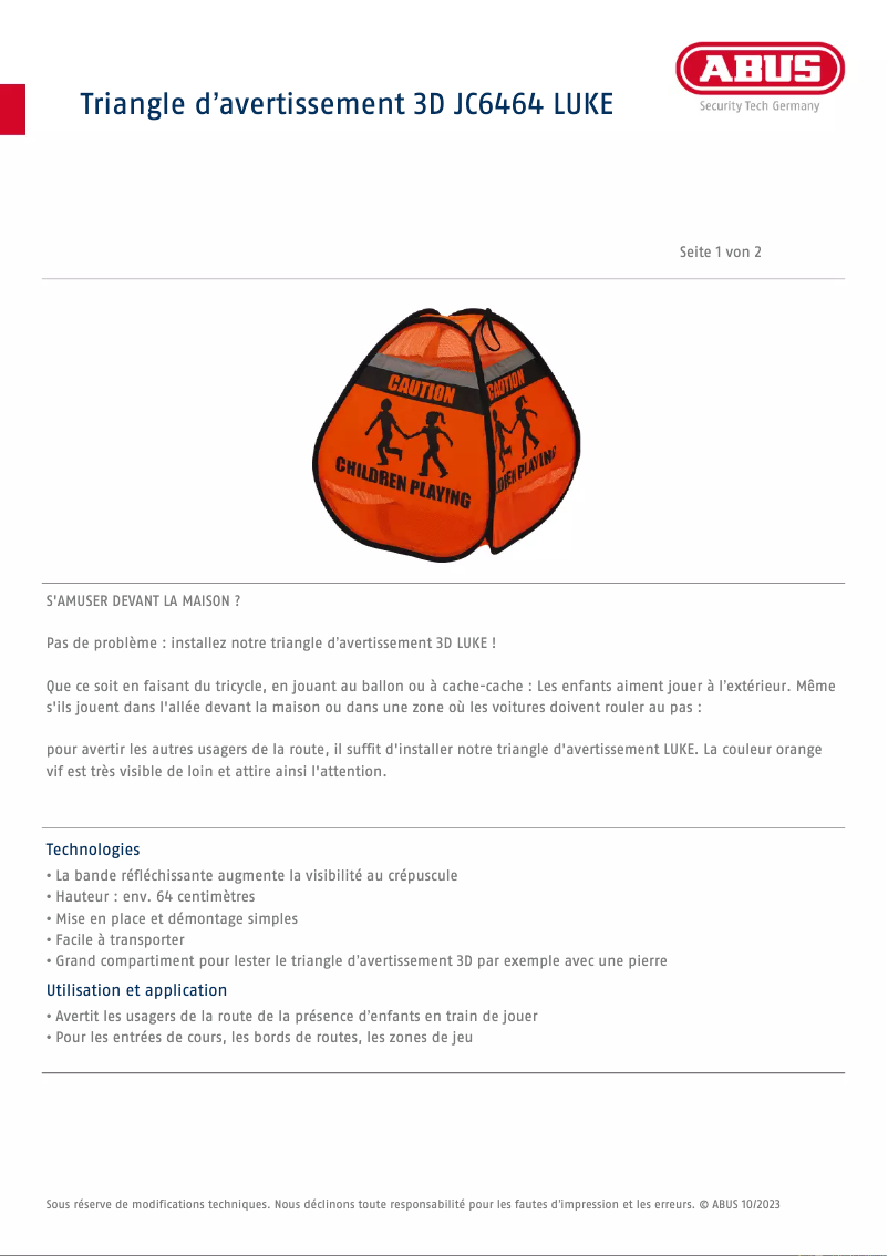 First page image of the manual for JC6464 LUKE