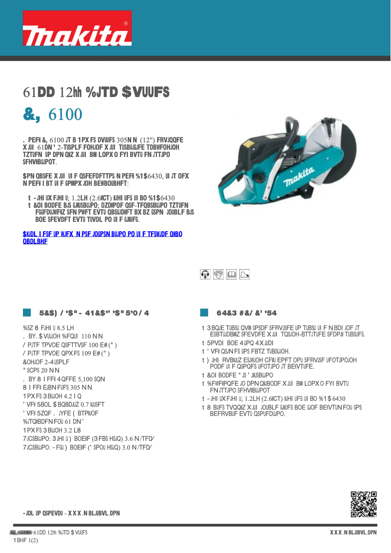 Page 1 of the manual Technical Sheet Makita EK6100