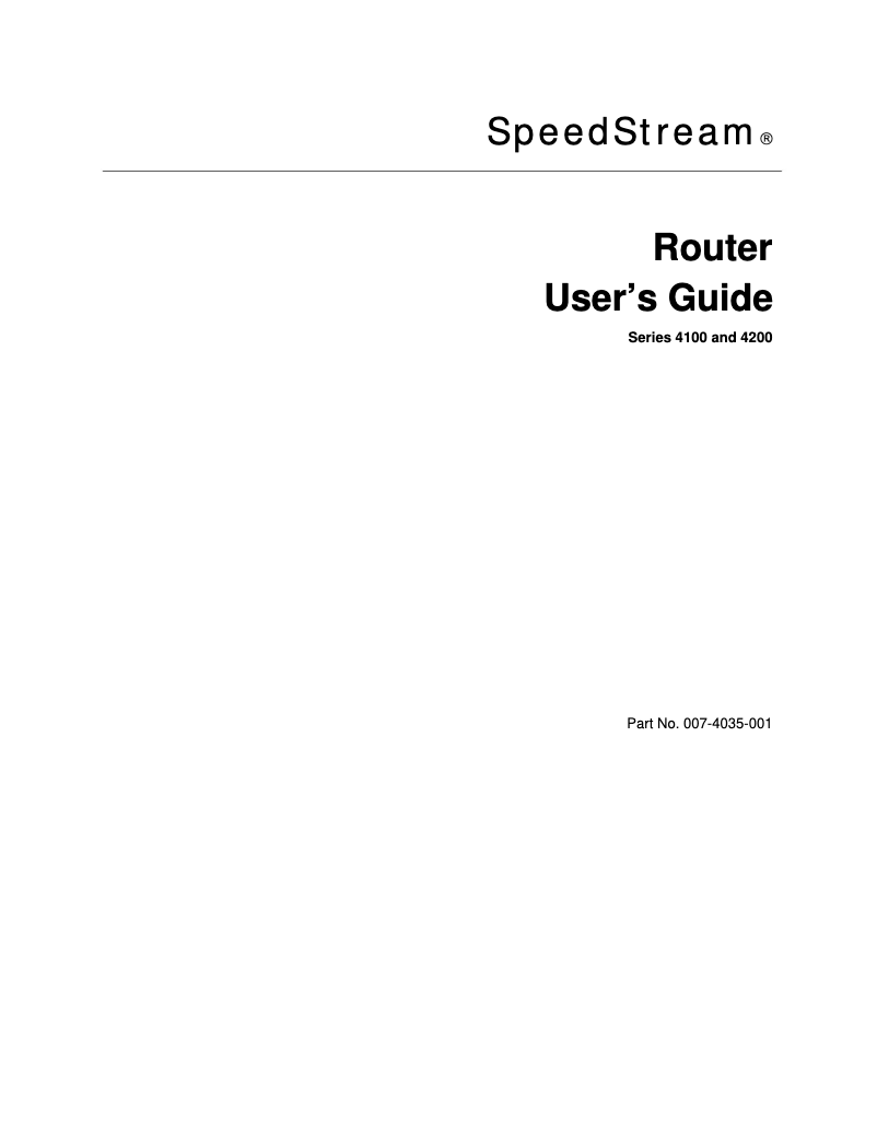 First page image of the manual for SpeedStream 4200