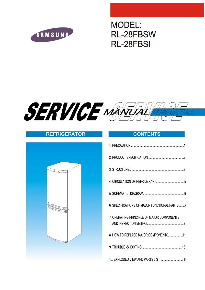 First page image of the manual for RL28DATS