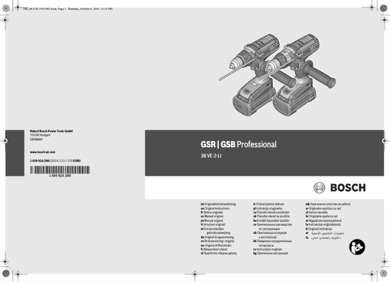 Page 1 of the manual User Manual Bosch GSR 36.0 VE-2-LI Professional