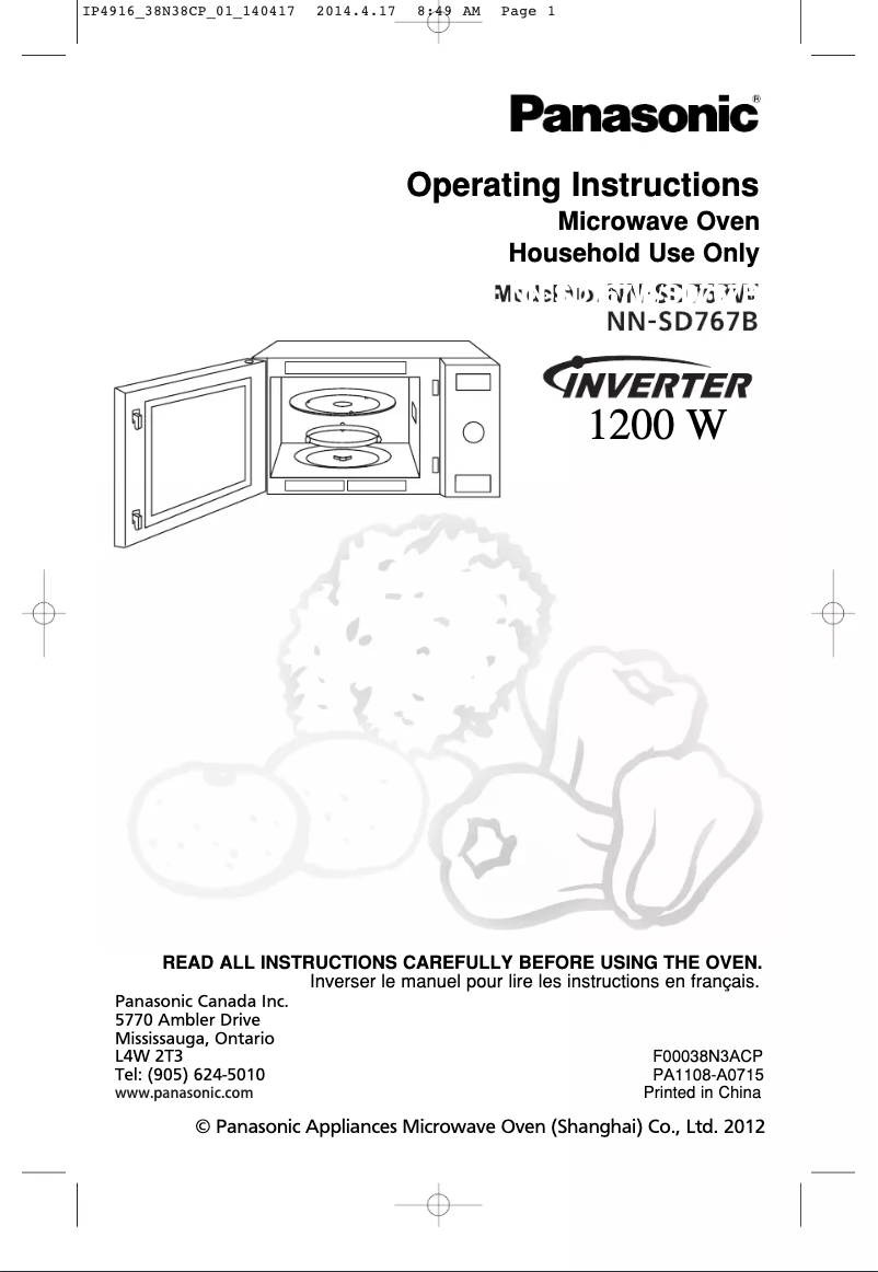 Page 1 of the manual User Manual Panasonic Inverter NN-SD767