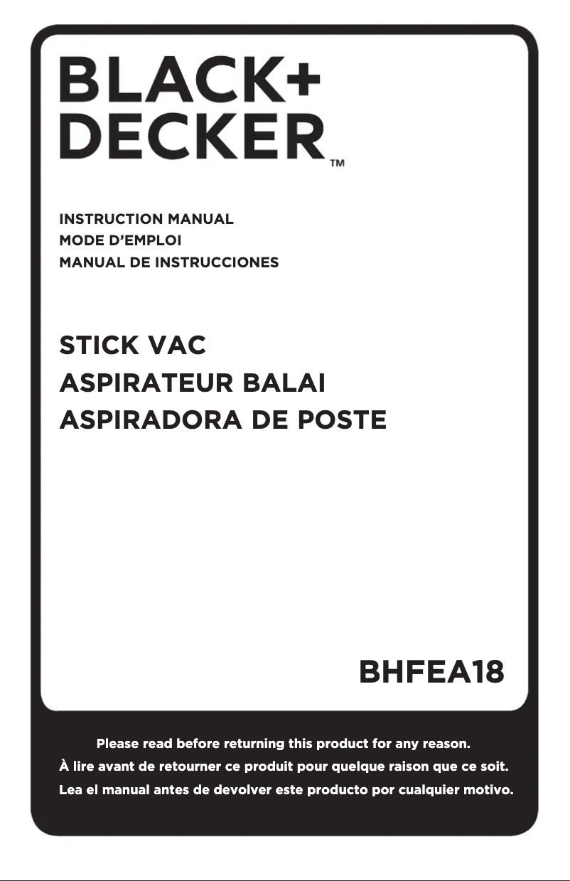 Page 1 of the manual User Manual Black & Decker BHFEA18
