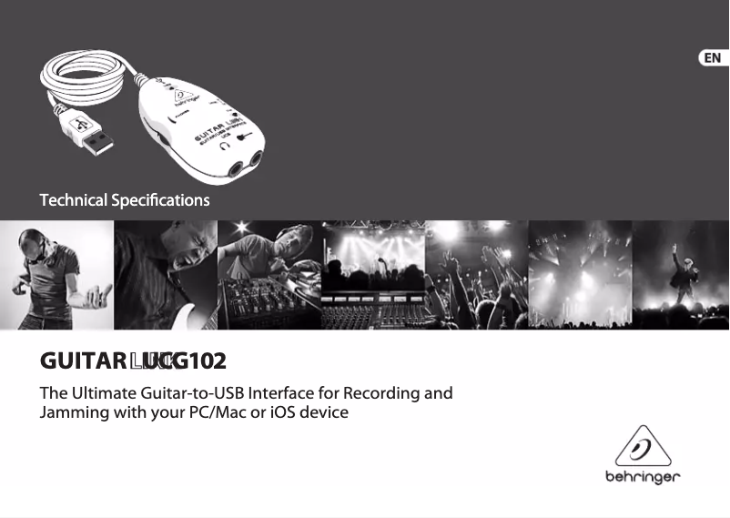 First page image of the manual for Guitar Link UCG102