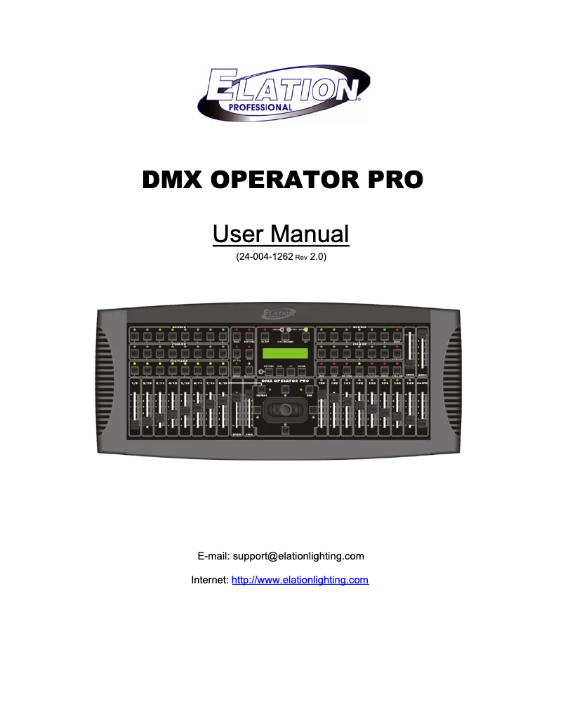 First page image of the manual for DMX Operator Pro