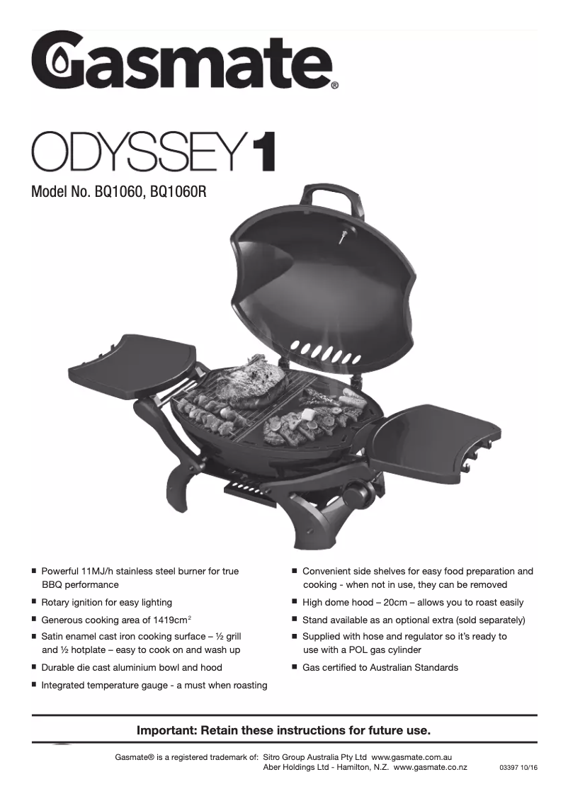 First page image of the manual for Odyssey 1