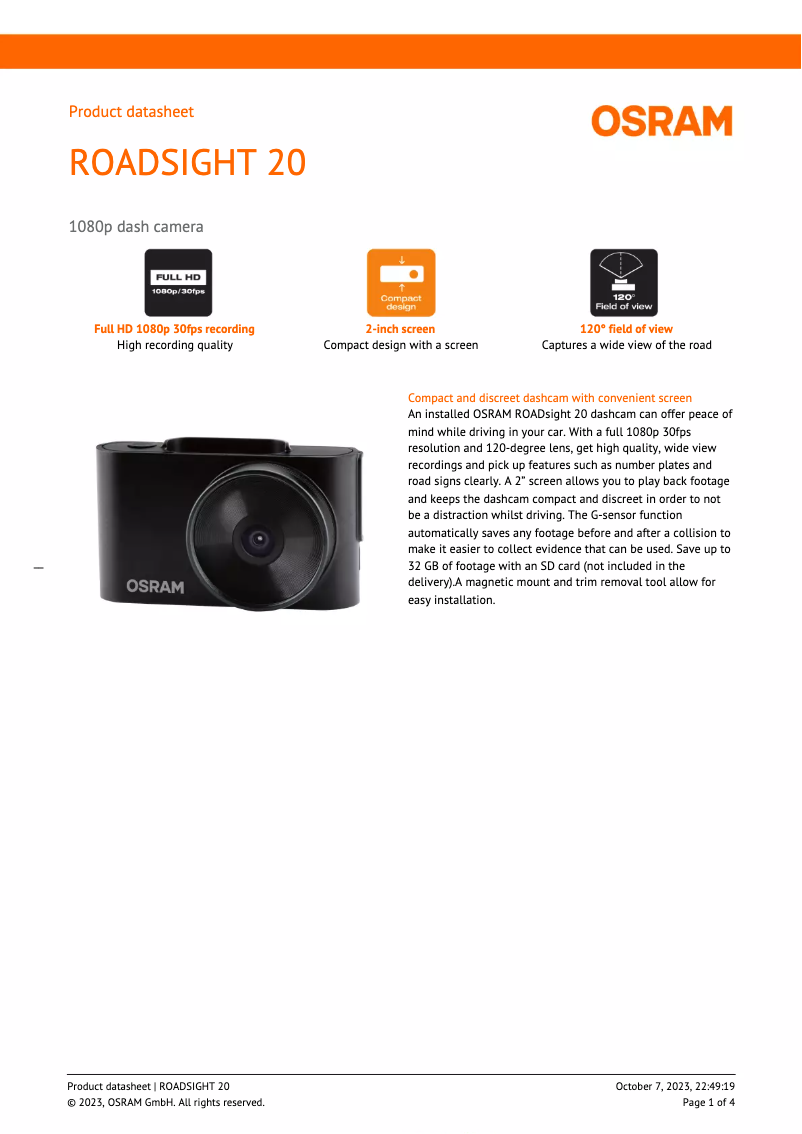 First page image of the manual for ROADsight 20