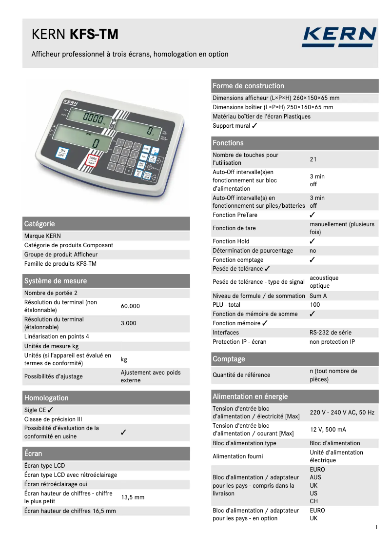 First page image of the manual for KFS-TM