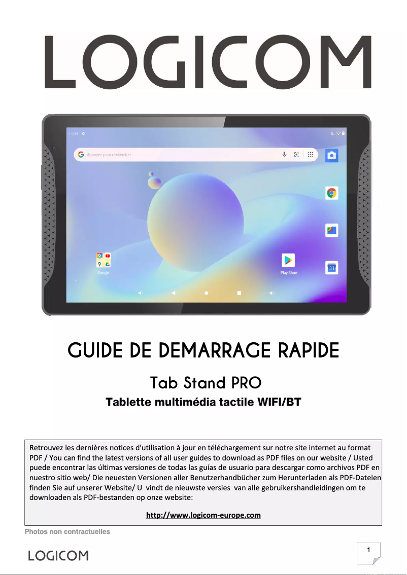 Page 1 of the manual User Manual Logicom Tab Stand Pro
