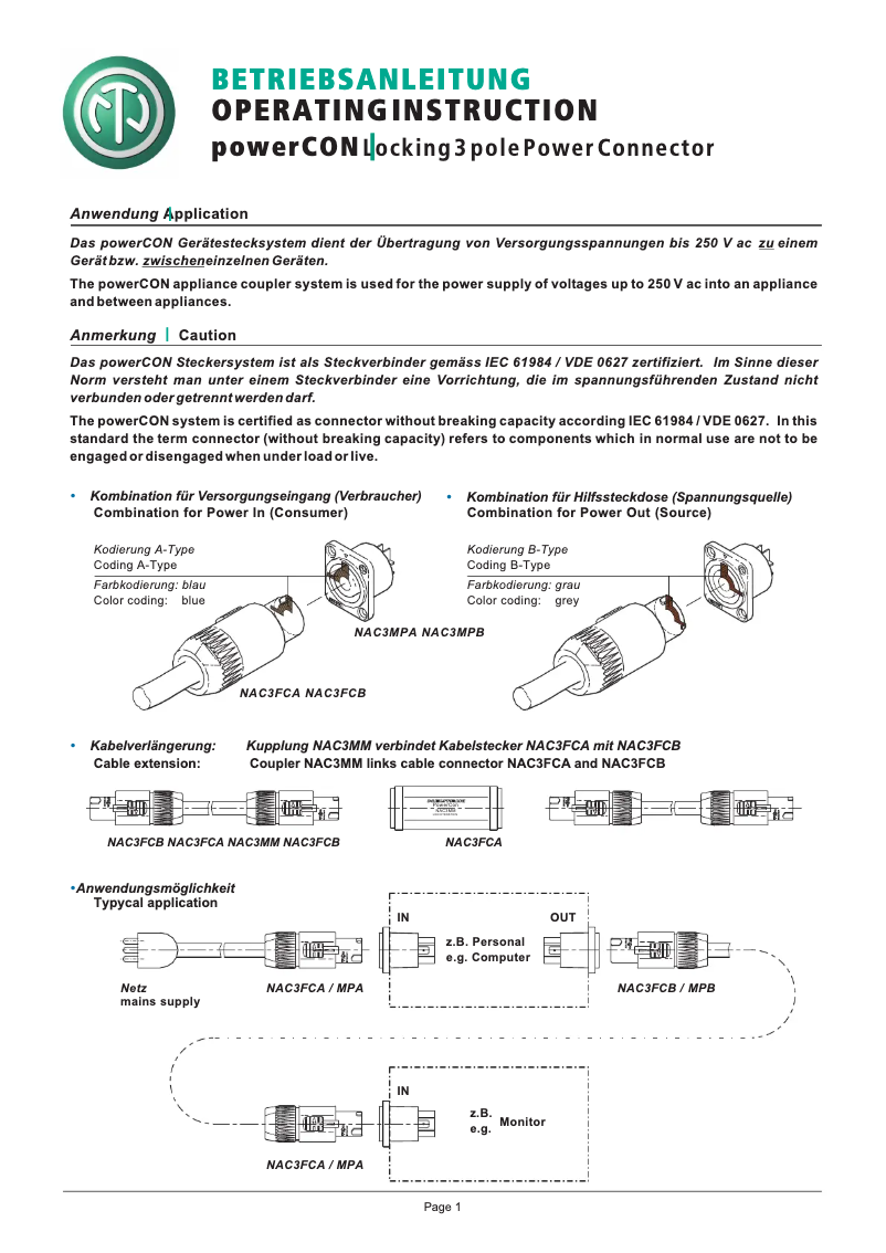 Page 1 of the manual User Manual Monacor NAC-3FCHC