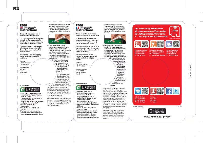 First page image of the manual for IPieces Pool