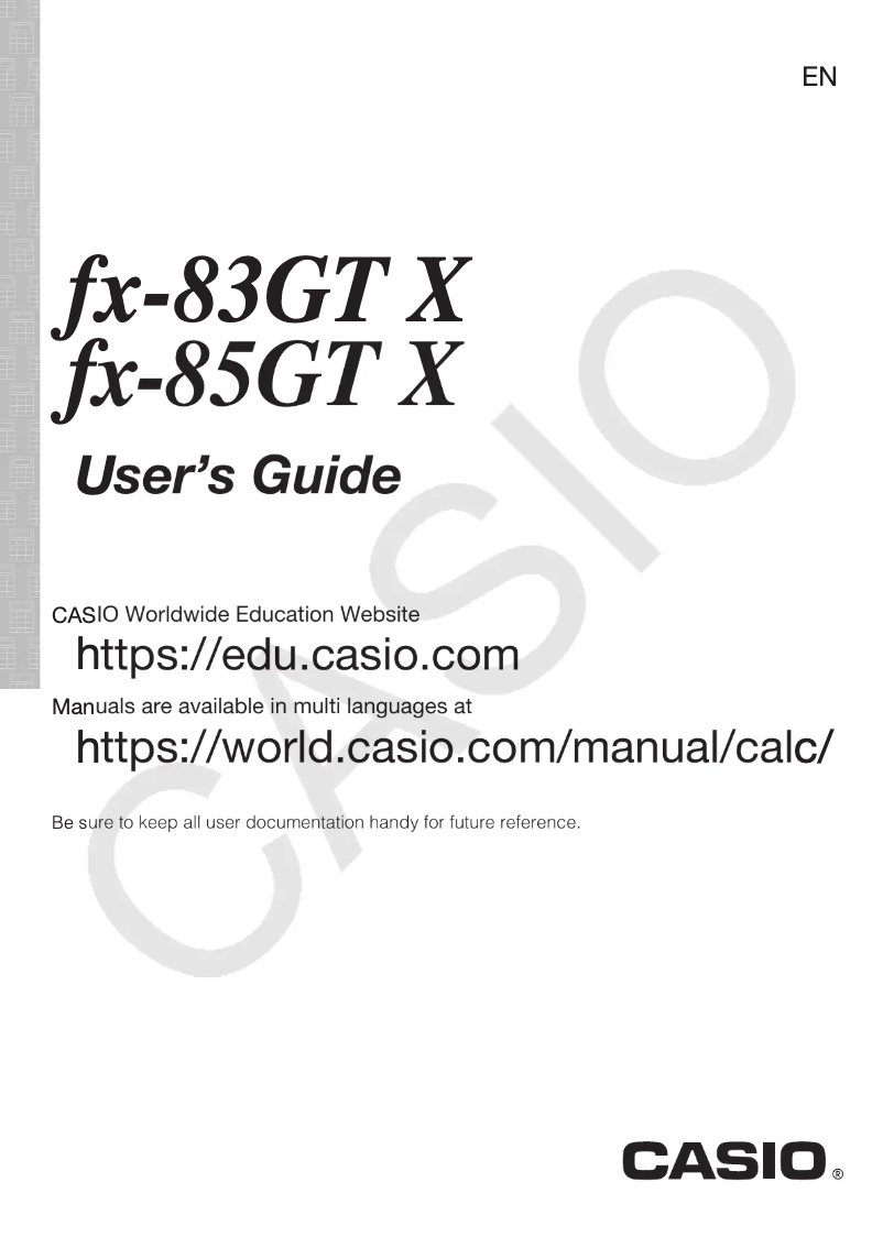 Page 1 of the manual User Manual Casio FX-83GT X