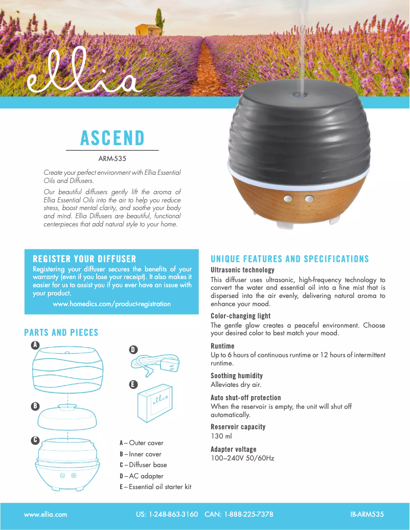 Page 1 of the manual User Manual ELLIA Ascend ARM-535