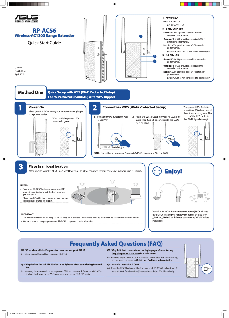 First page image of the manual for RP-AC56