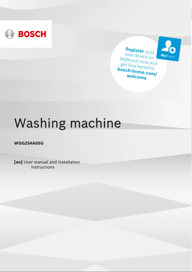 Page 1 of the manual Installation Guide Bosch WGG254A0SG