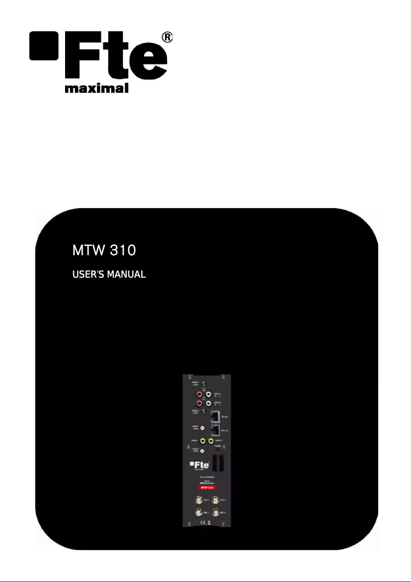 Page 1 of the manual User Manual Fte maximal MWT 310