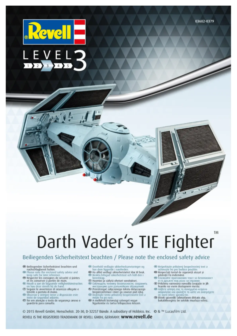 Page 1 of the manual User Manual Revell Darth Vader's TIE Fighter