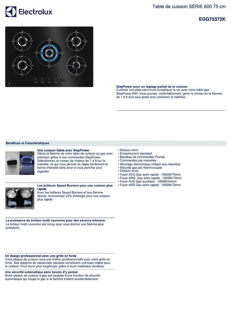First page image of the manual for EGG75372K