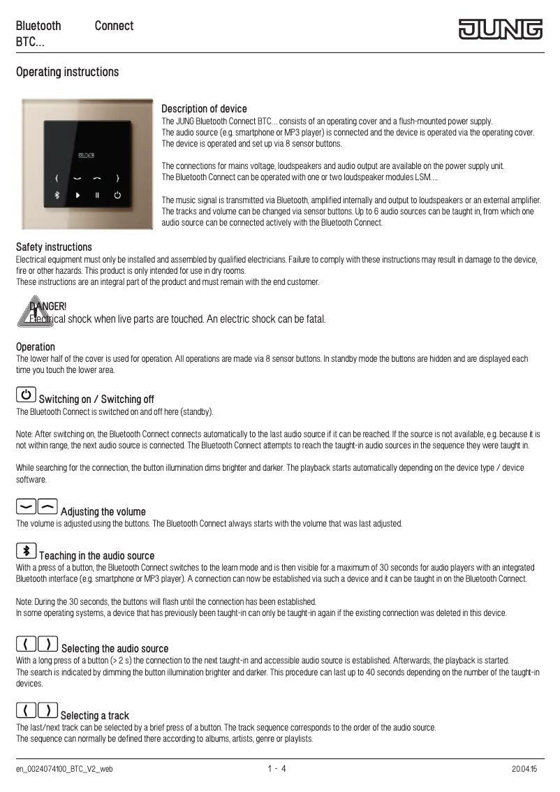 First page image of the manual for BTCA518