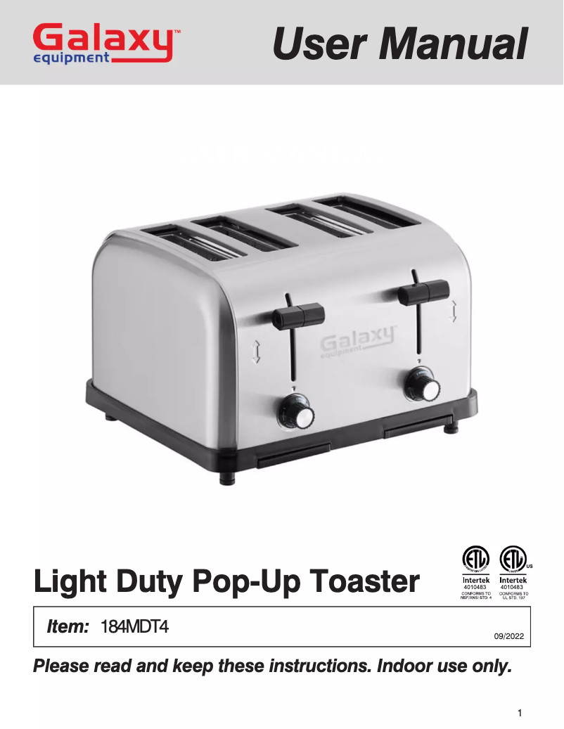 Page 1 of the manual User Manual GALAXY MDT4
