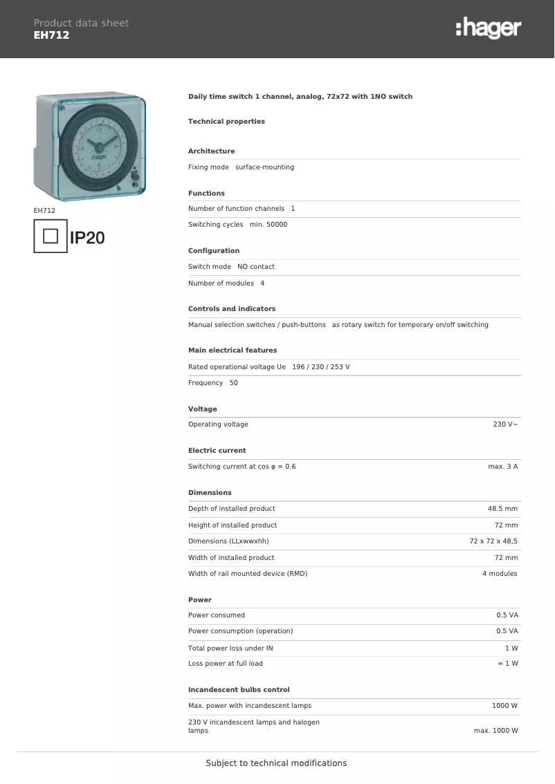 First page image of the manual for EH712