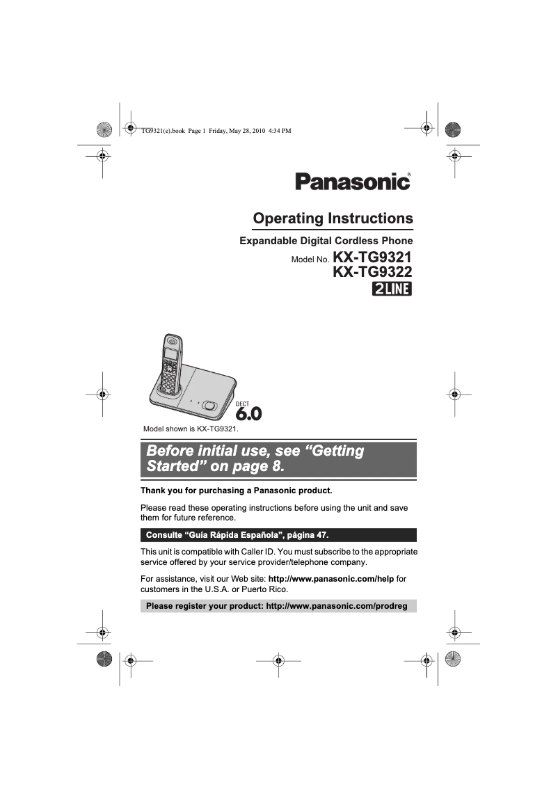 Page 1 of the manual User Manual Panasonic KX-TG9321