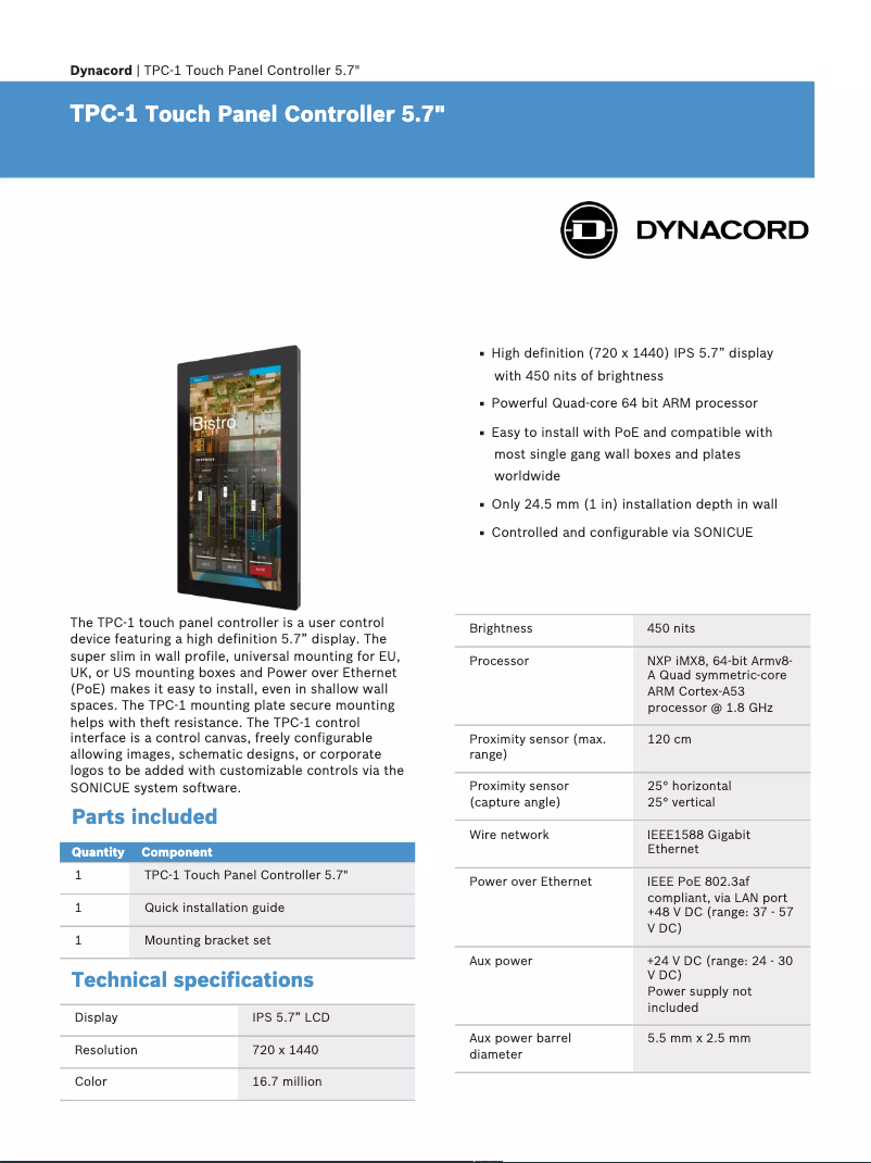 First page image of the manual for TPC-1