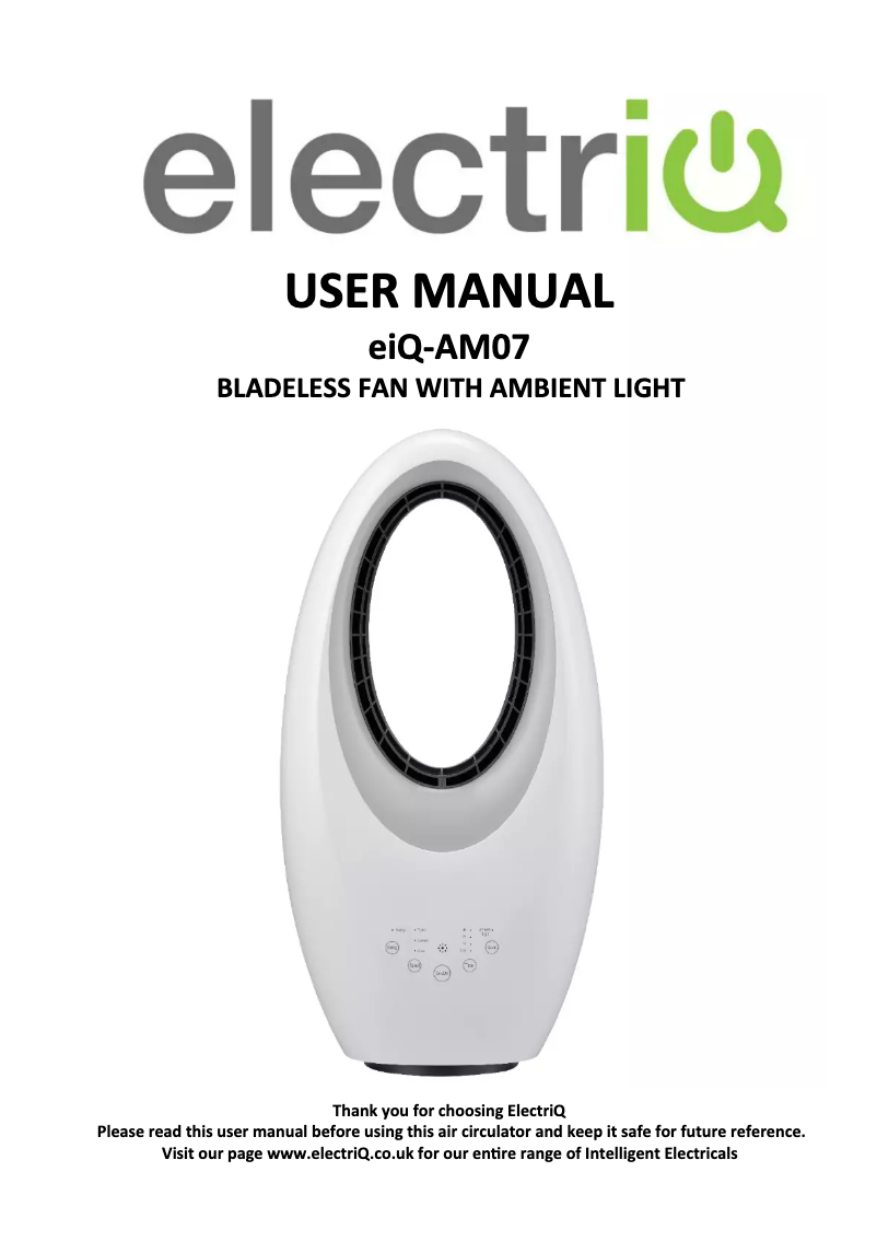 Page 1 of the manual User Manual ElectriQ eiq-AM07