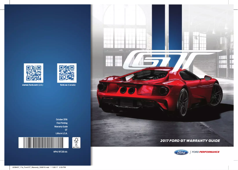 Page 1 of the manual Warranty Information Ford GT (2017)