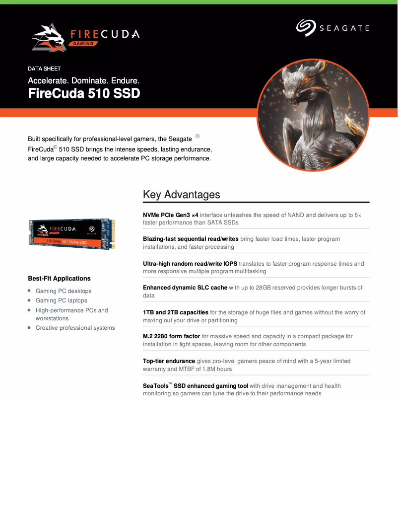 Image de la première page du manuel de l'appareil FireCuda 510